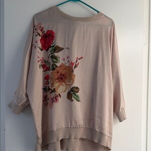 Sioni Floral Blouse - Cream and Red